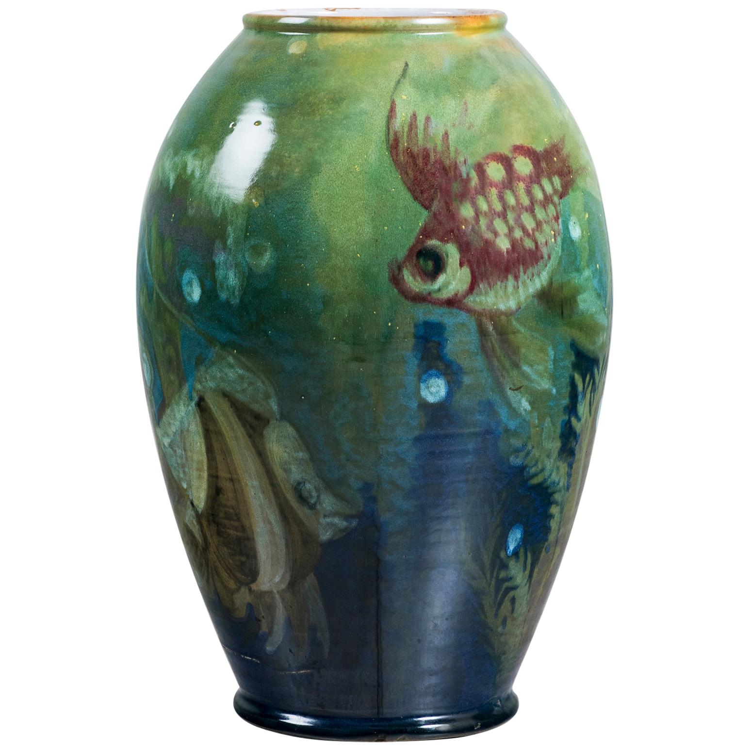 Enamel Ceramic Flower Vase by Fabbri Davide for La Salamandra, Perugia, Italy For Sale