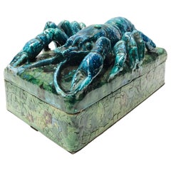 Scatola per aragoste in ceramica smaltata, periodo Art Nouveau, Francia, circa 1900