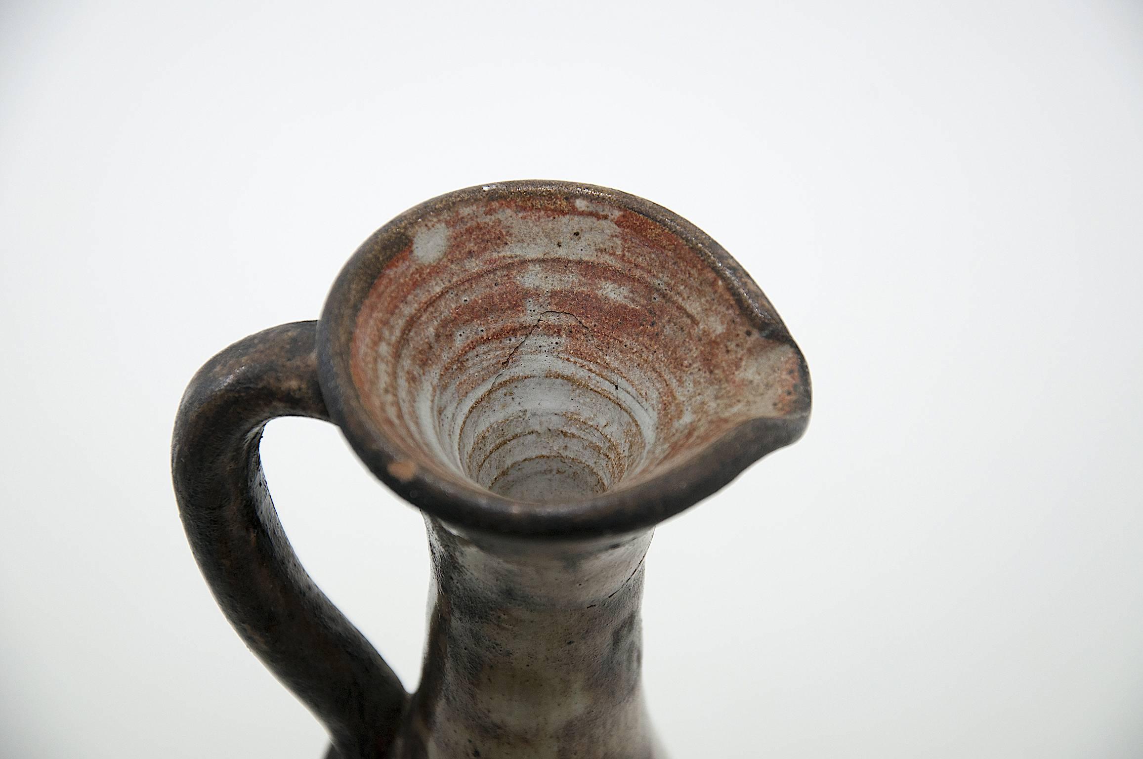 Enameled Enamel Ceramic Midcentury Vase by Jaques Pouchain for Atelier Dieulefit, Brown