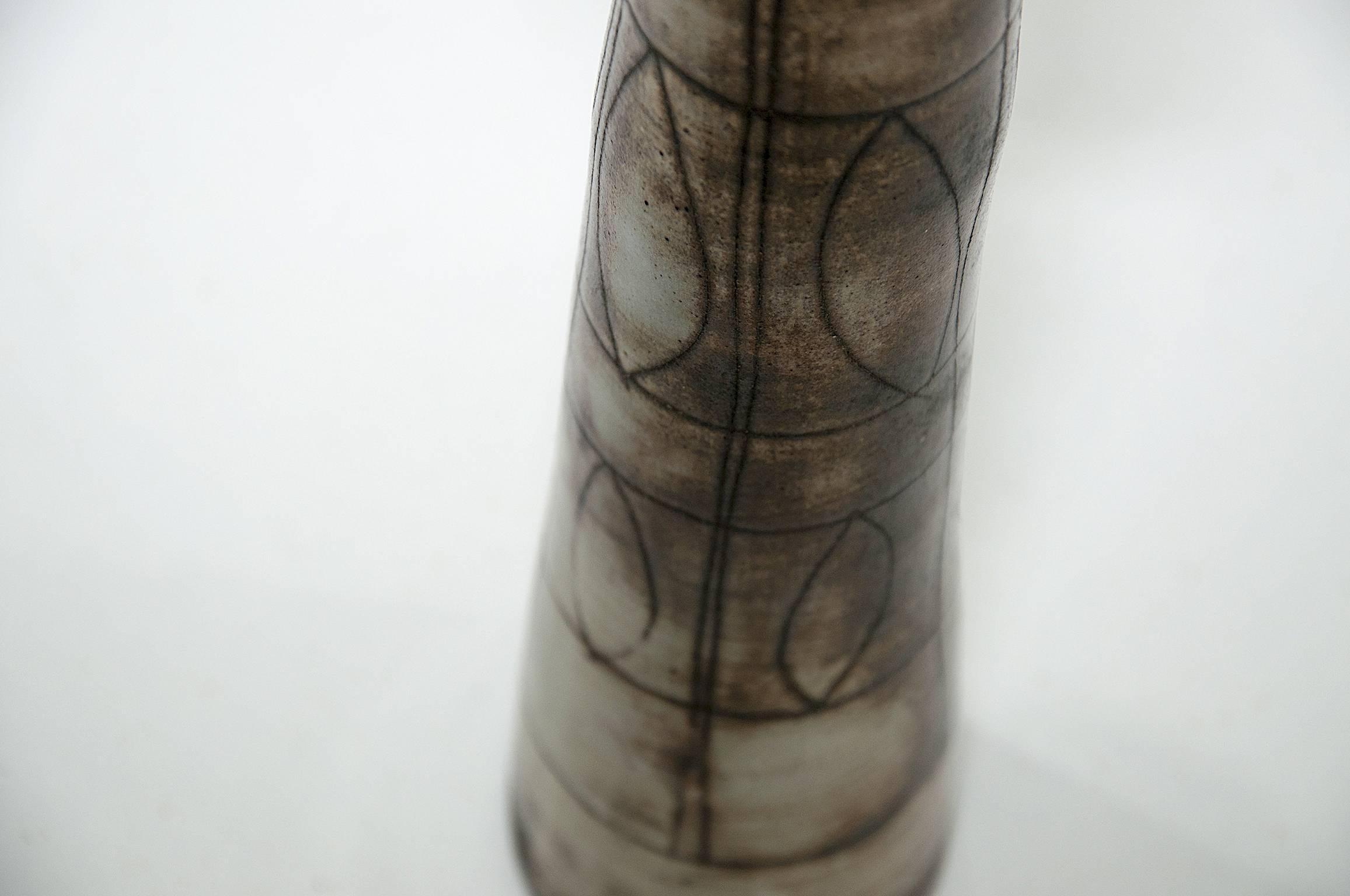 Mid-20th Century Enamel Ceramic Midcentury Vase by Jaques Pouchain for Atelier Dieulefit, Brown