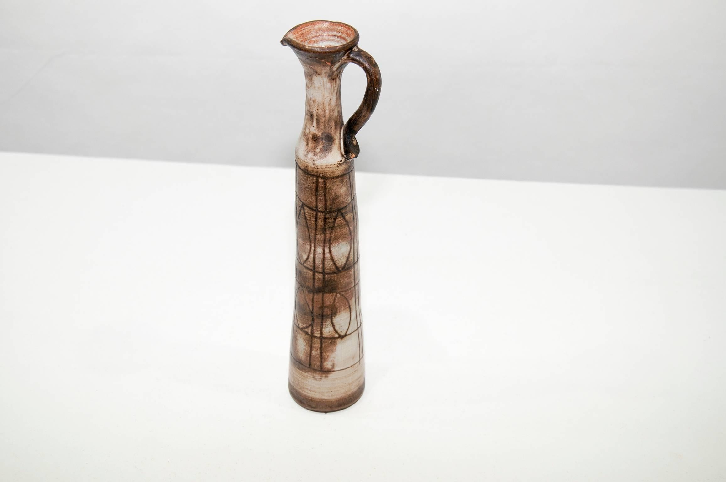 Enamel Ceramic Midcentury Vase by Jaques Pouchain for Atelier Dieulefit, Brown 2