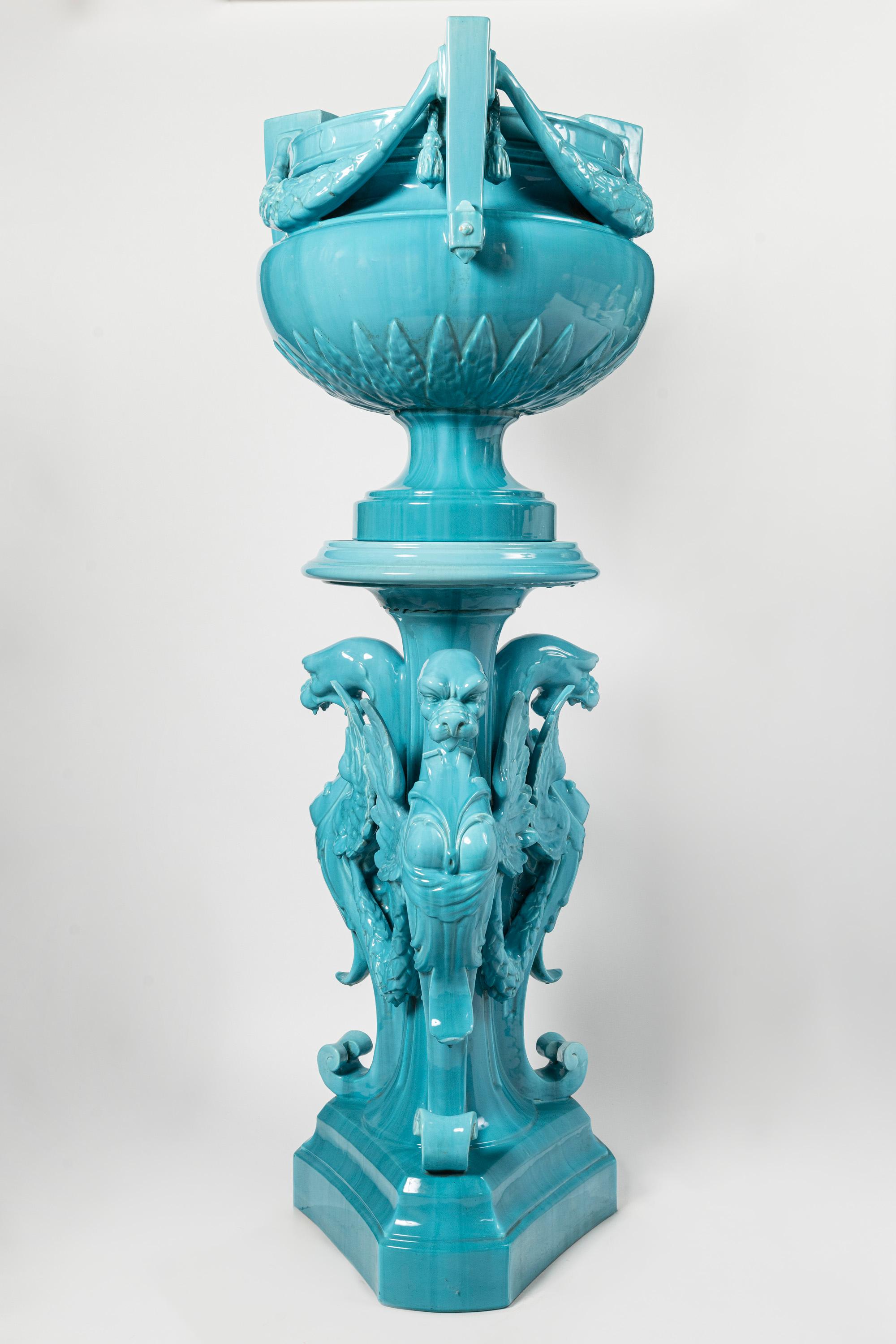 Céramique Jardinière en céramique émaillée, attribuée à Jerome Massier, France, fin du XIXe siècle. en vente