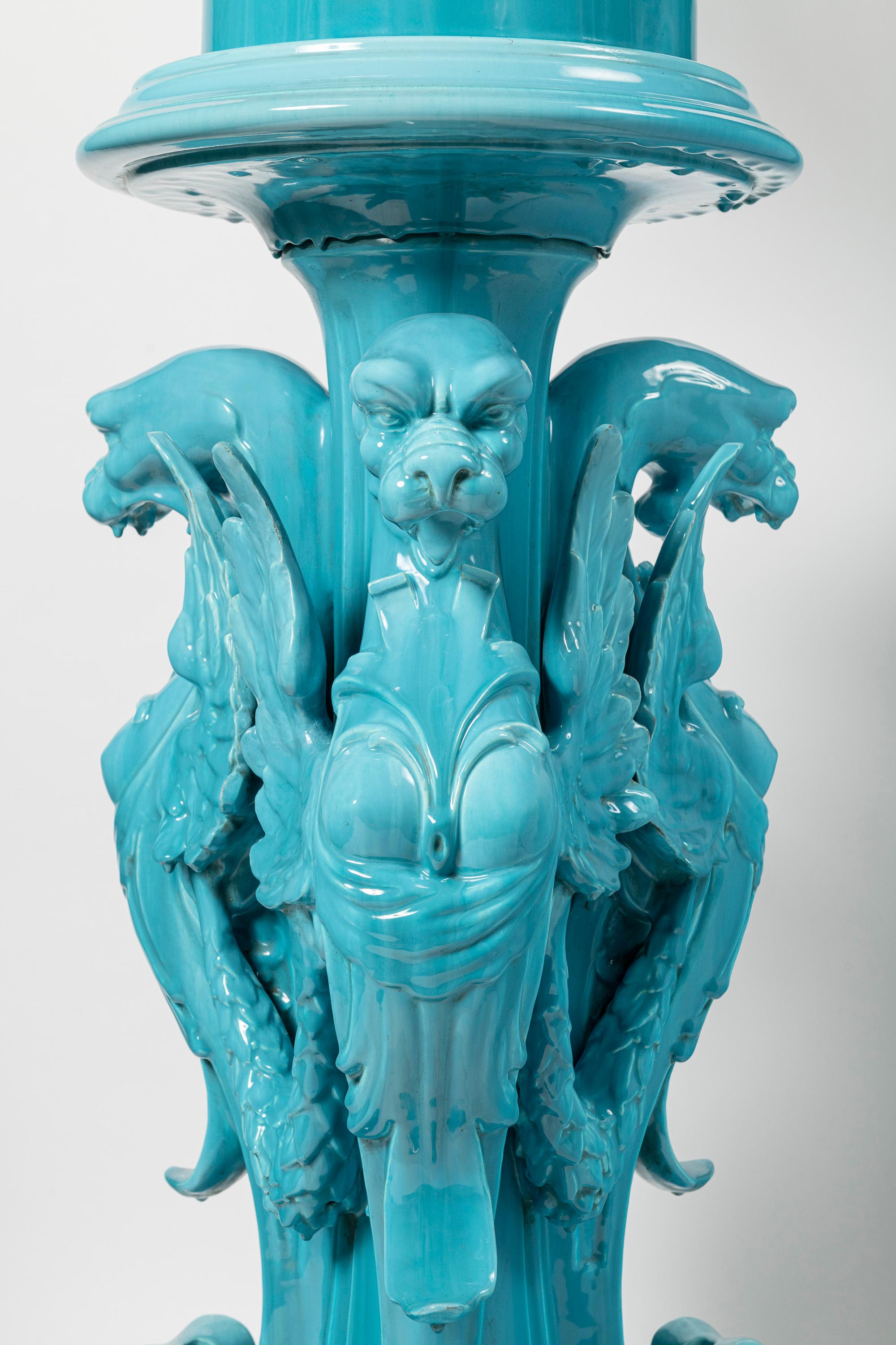 Jardinière en céramique émaillée, attribuée à Jerome Massier, France, fin du XIXe siècle. en vente 2