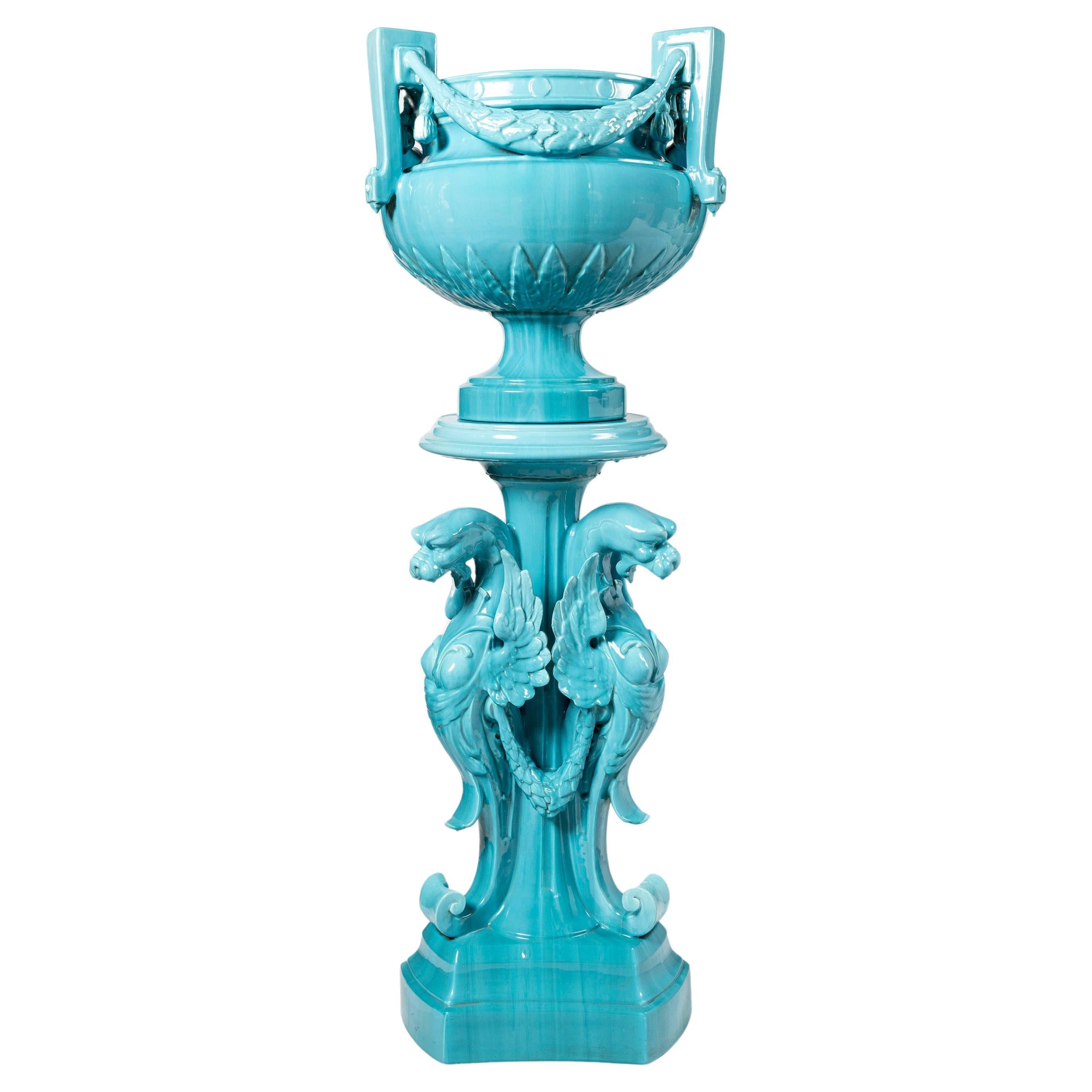 Jardinière en céramique émaillée, attribuée à Jerome Massier, France, fin du XIXe siècle. en vente