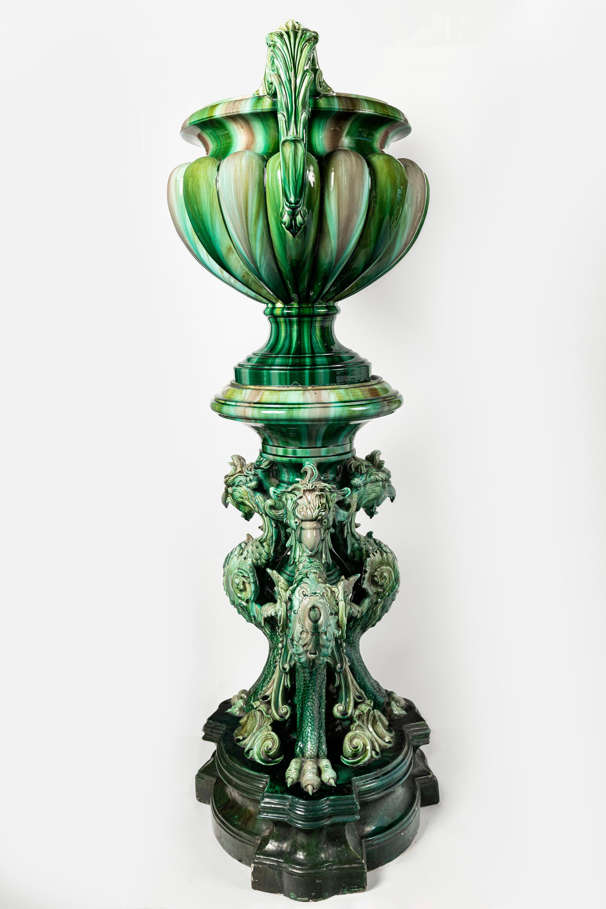 Fioriera in ceramica smaltata, Francia, fine XIX secolo. in vendita 4