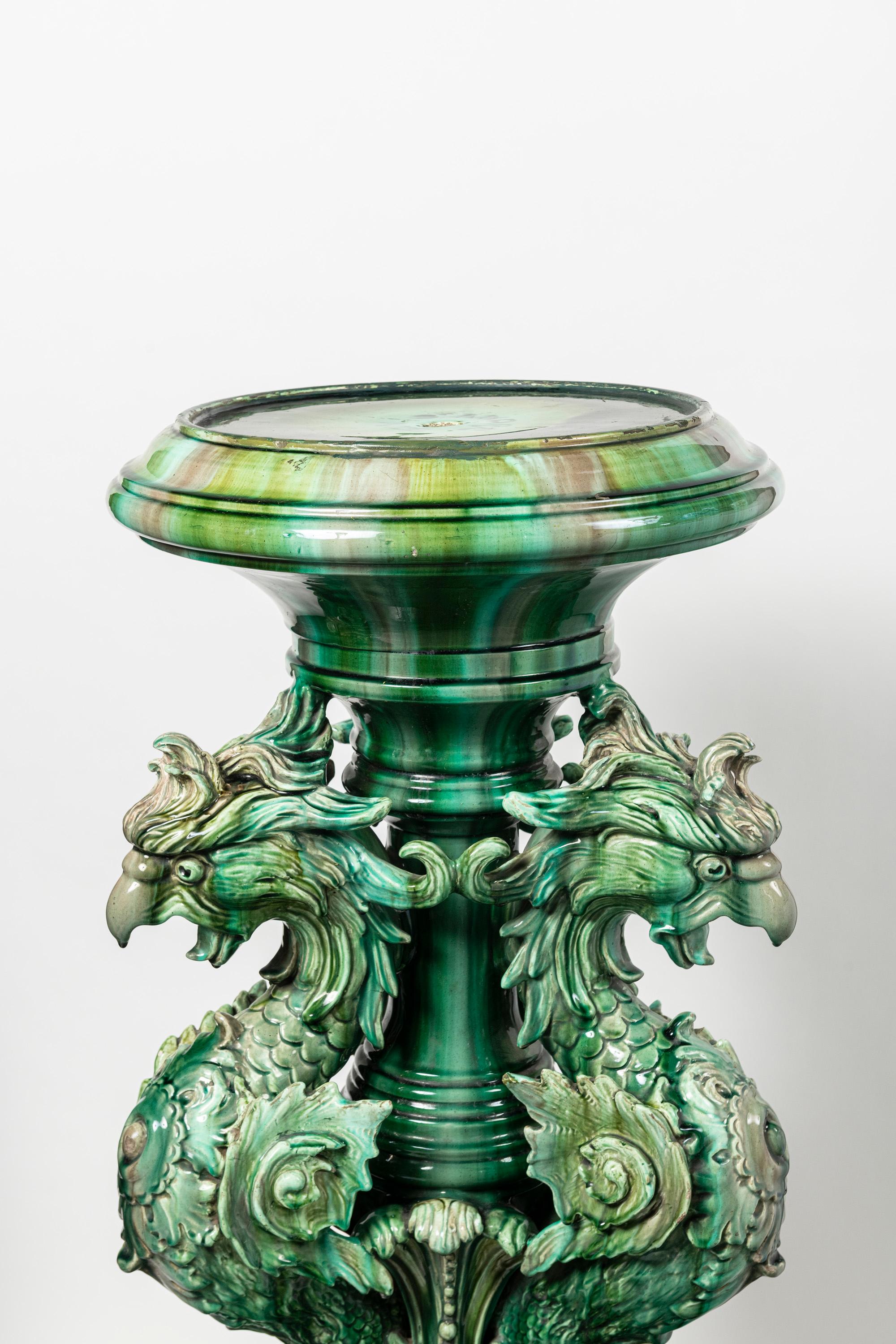 Ceramica Fioriera in ceramica smaltata, Francia, fine XIX secolo. in vendita