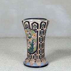 Enamel Ceramic Vase Signed Amphora, Austria, circa 1920