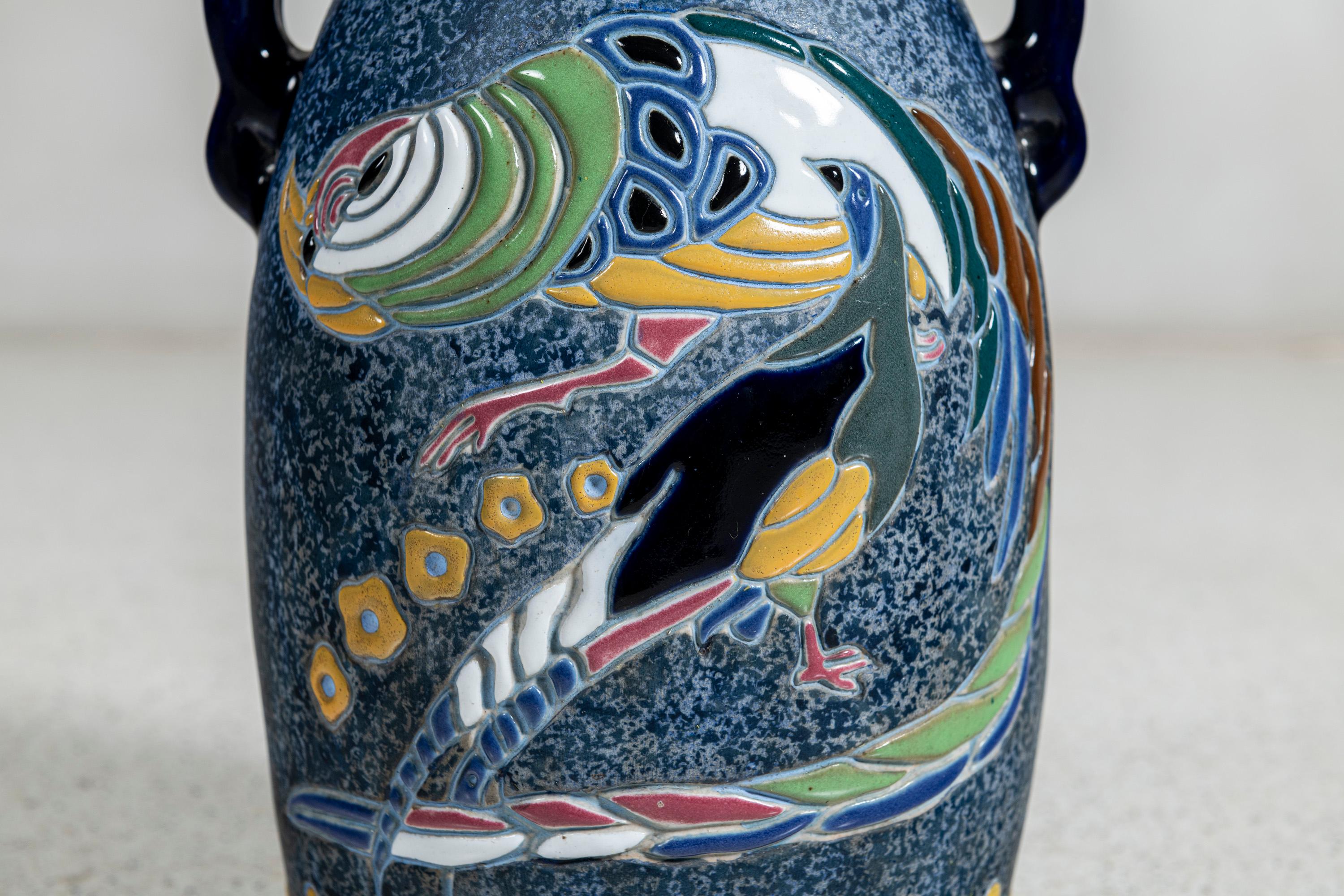 Vase en céramique émaillée signé Amphora, Autriche, vers 1920. Bon état - En vente à Buenos Aires, Buenos Aires