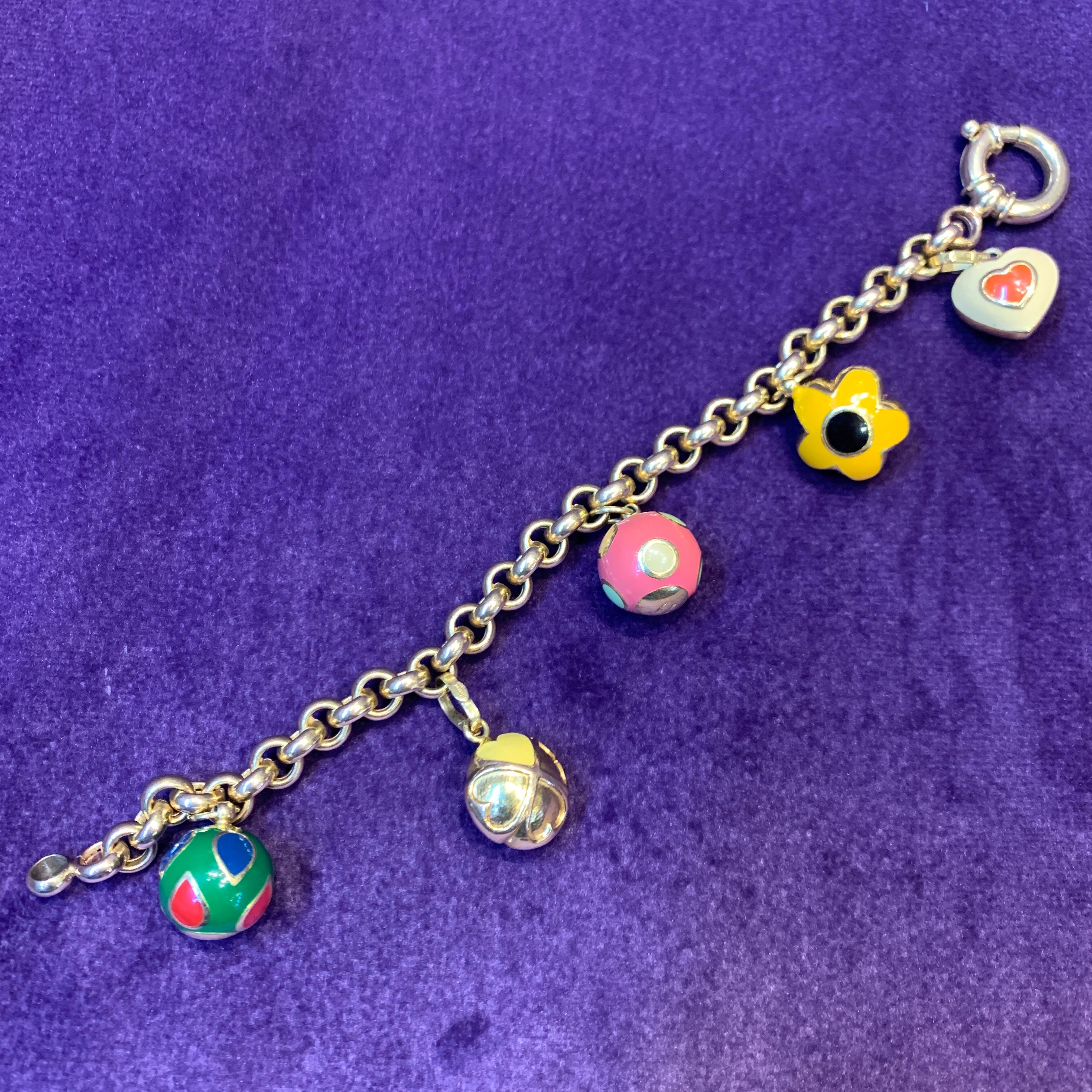 Enamel Charm Bracelet For Sale 3