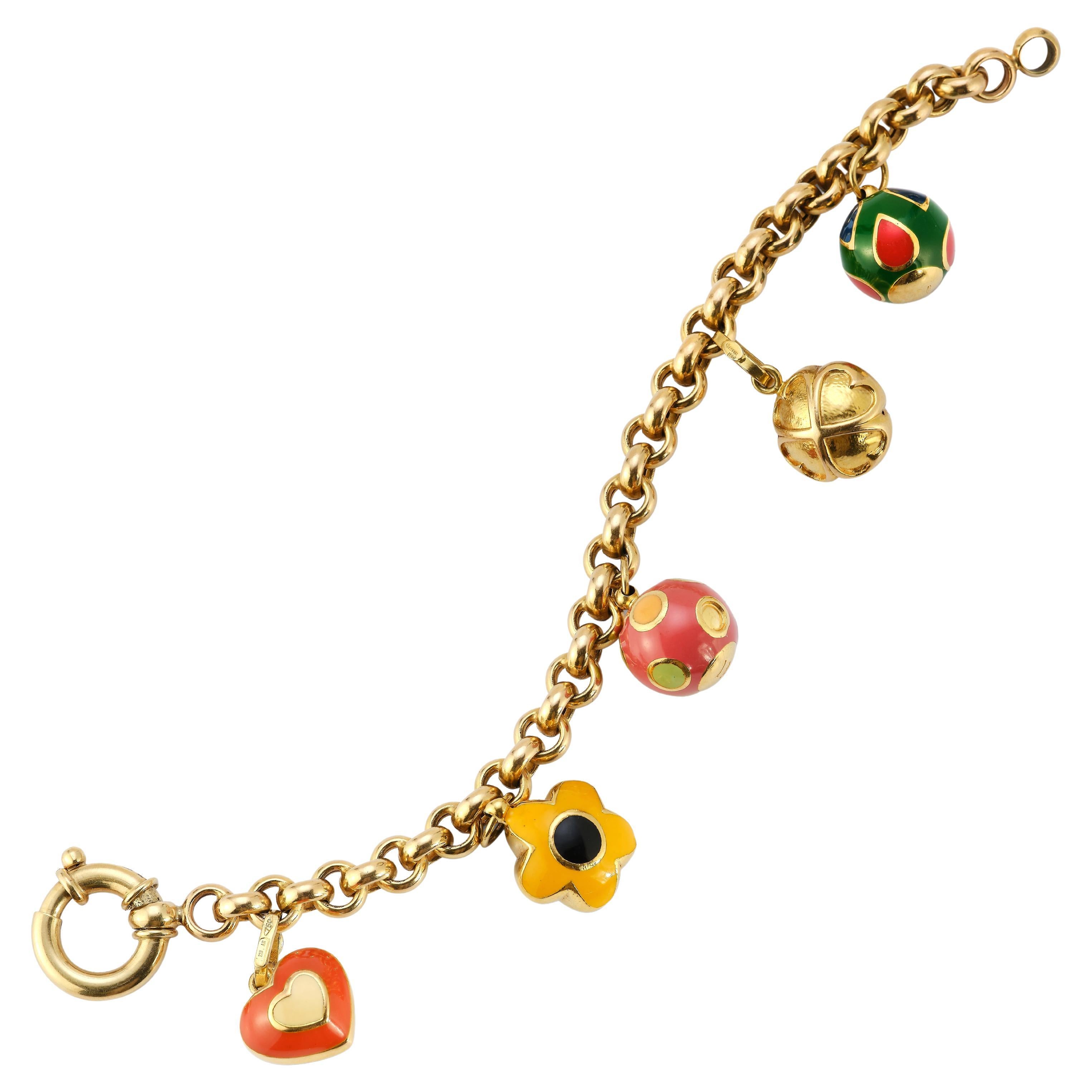 Enamel Charm Bracelet For Sale at 1stDibs