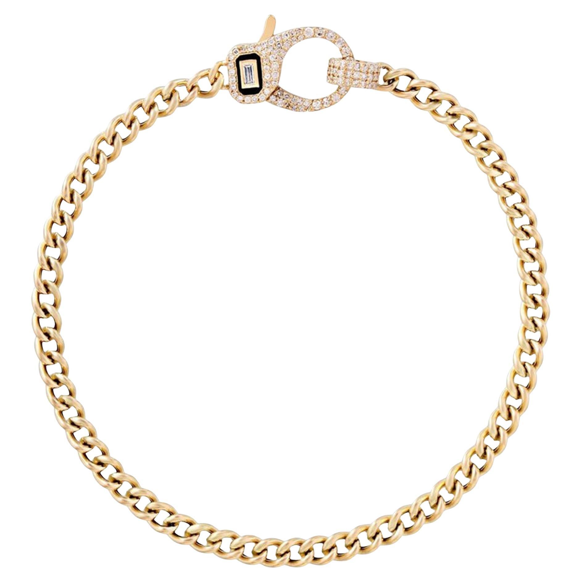 Enamel Clasp 14K (or 18k upon request) Yellow Gold Cuban Chain Bracelet For Sale