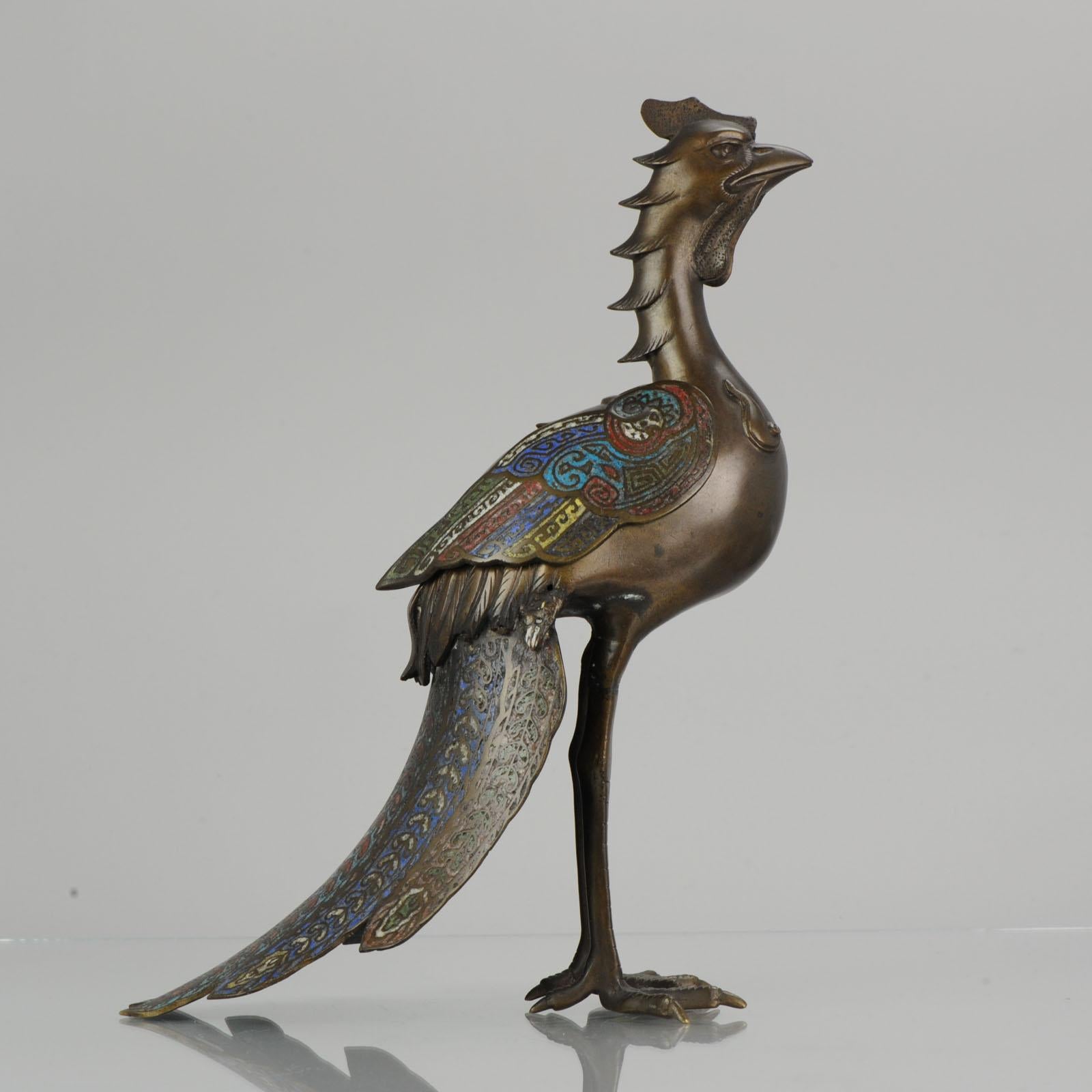 Japanese Enamel Cloisonné Censer Shape of a Fenghuang Ho Ho Bird, Japan, Edo or Later