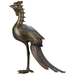 Enamel Cloisonné Censer Shape of a Fenghuang Ho Ho Bird, Japan, Edo or Later