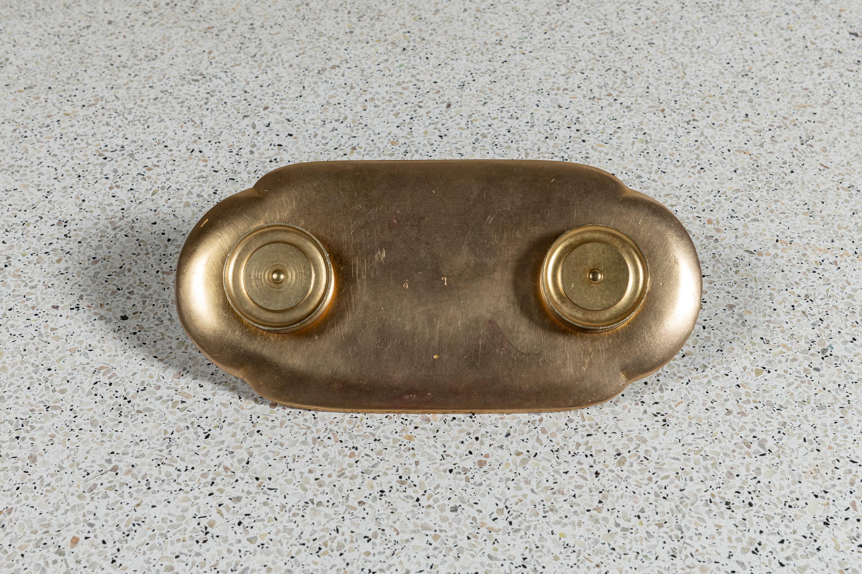 Bronze Enamel cloissoné and gilt bronze inkwell. France, late 19th century. For Sale