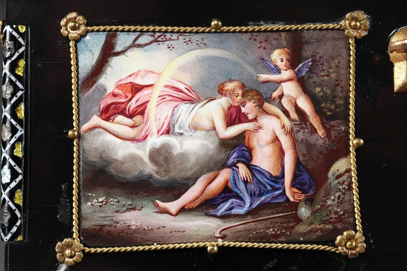 offer en émail avec scènes mythologiques signé Klein à Paris, 19ème siècle en vente 3