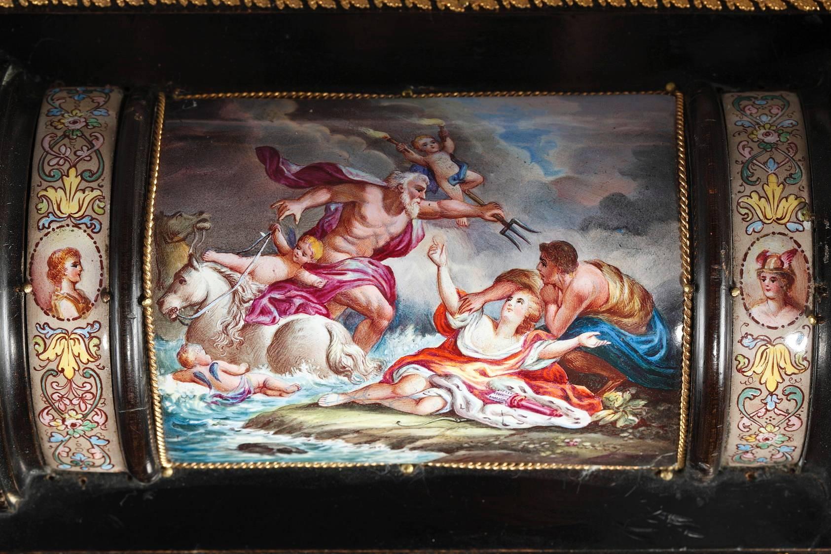 Enamel Coffer with Mythological Scenes Signed Klein in Paris, 19th Century For Sale 3