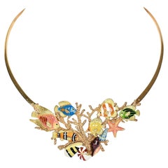 Enamel Colored Fish Necklace by Kabali