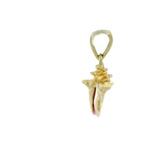 Enamel Conch Shell Charm Pendant 14K Yellow Gold 3D