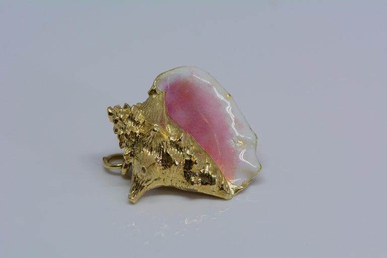 Enamel Conch Shell Pendant-Charm 14 Karat Gold For Sale at 1stDibs ...