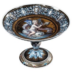Enamel Cup Signed Estello Apoil, Sèvres Factory, 19th Century