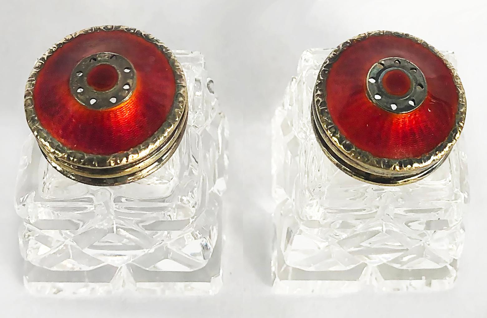 vintage cut glass salt and pepper shakers