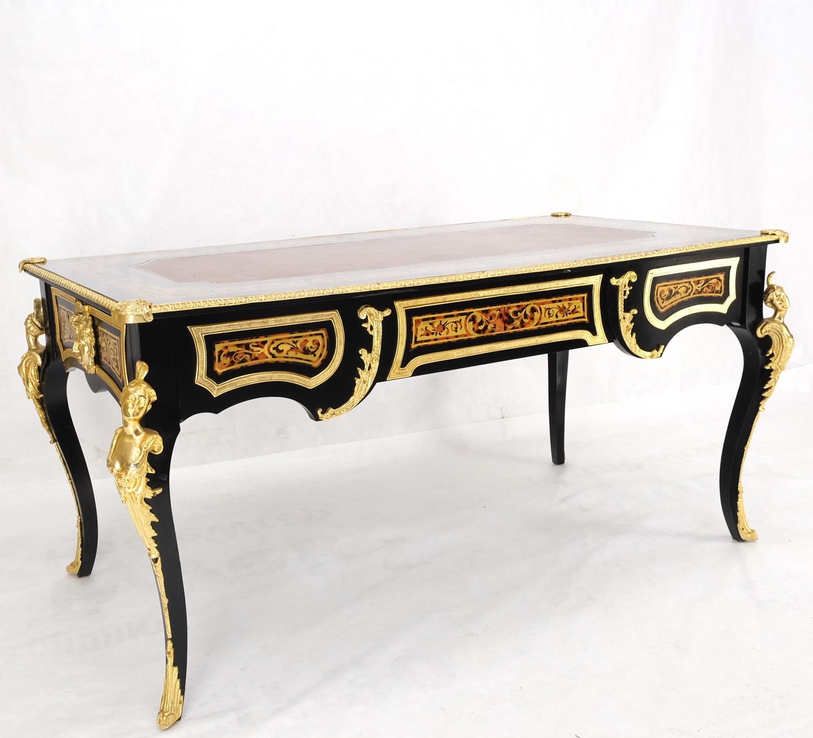 Enamel Decorated French Louis Revival Ormolu Mounted Bureau Desk Table Console  For Sale 3