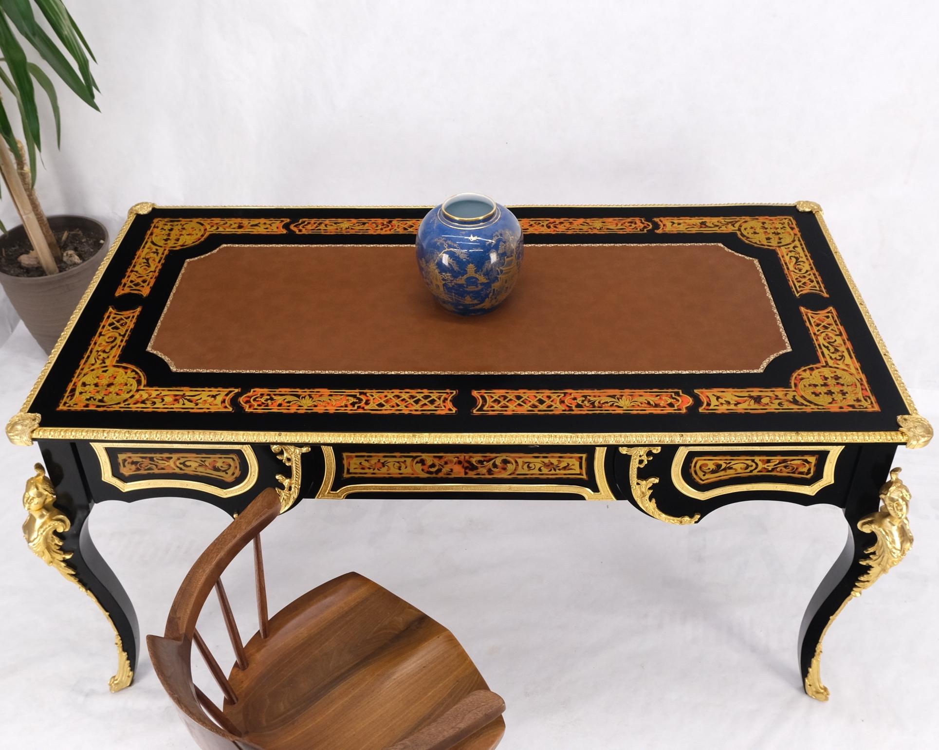 Enamel Decorated French Louis Revival Ormolu Mounted Bureau Desk Table Console  For Sale 5