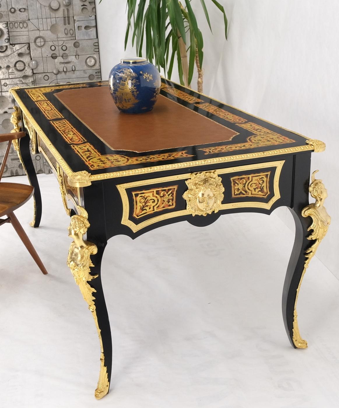 Enamel Decorated French Louis Revival Ormolu Mounted Bureau Desk Table Console  For Sale 6