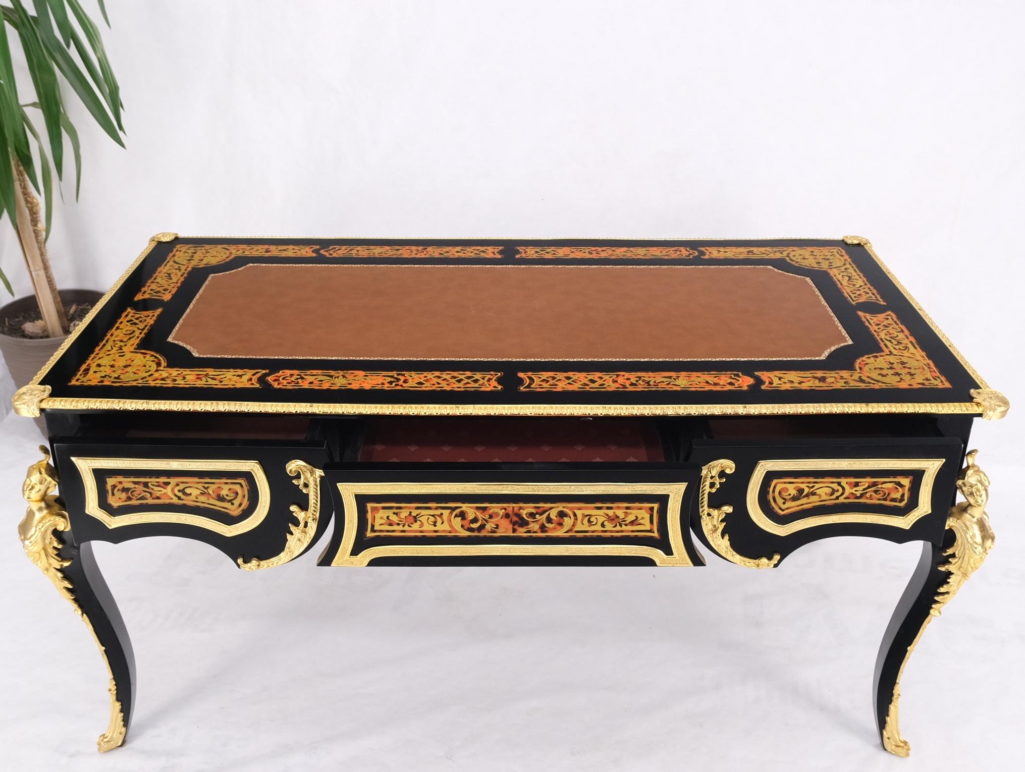 Enamel Decorated French Louis Revival Ormolu Mounted Bureau Desk Table Console  For Sale 7