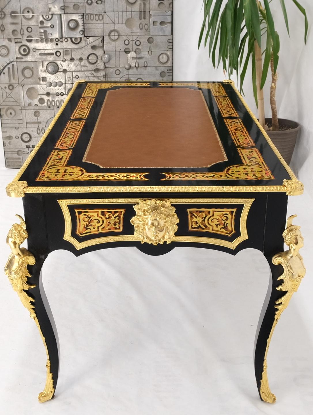 Enamel Decorated French Louis Revival Ormolu Mounted Bureau Desk Table Console  For Sale 8