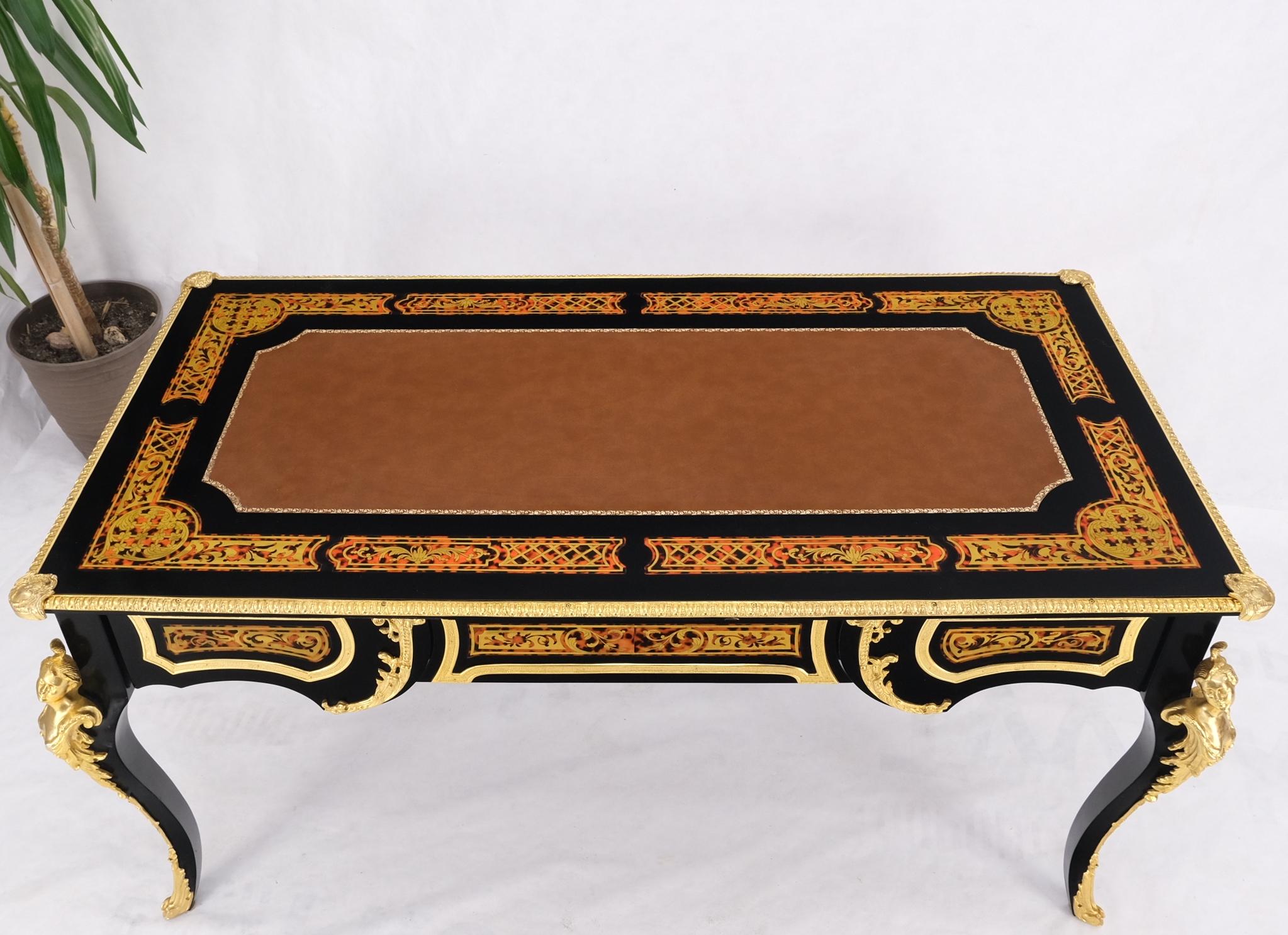 Enamel Decorated French Louis Revival Ormolu Mounted Bureau Desk Table Console  For Sale 2