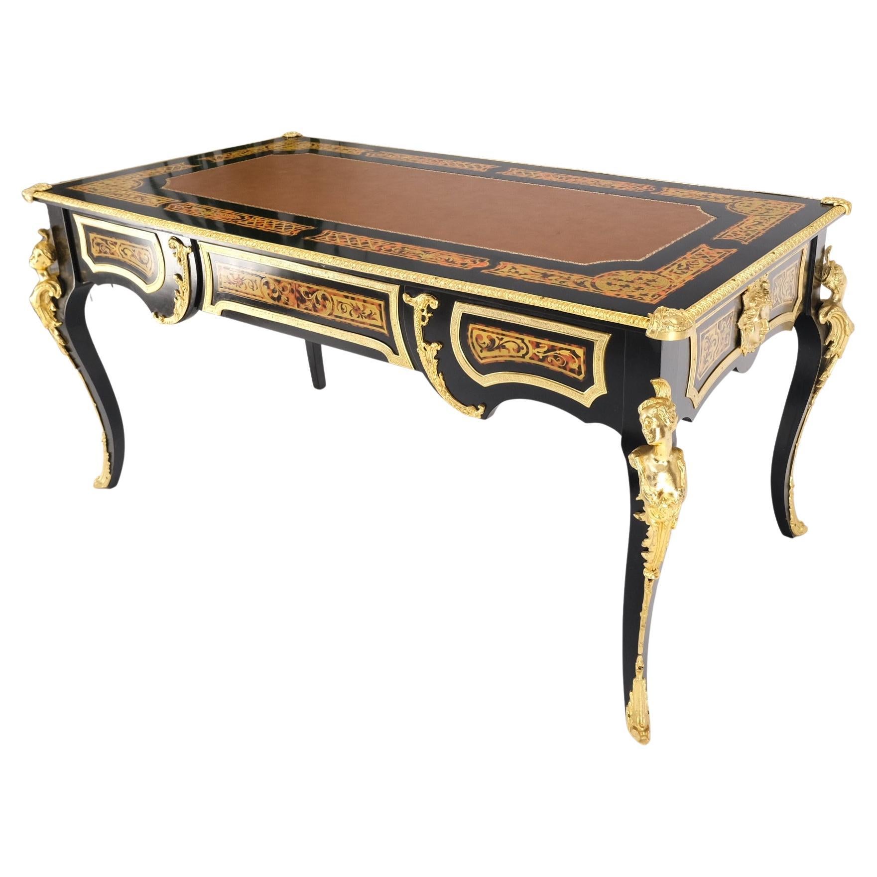 Enamel Decorated French Louis Revival Ormolu Mounted Bureau Desk Table Console 