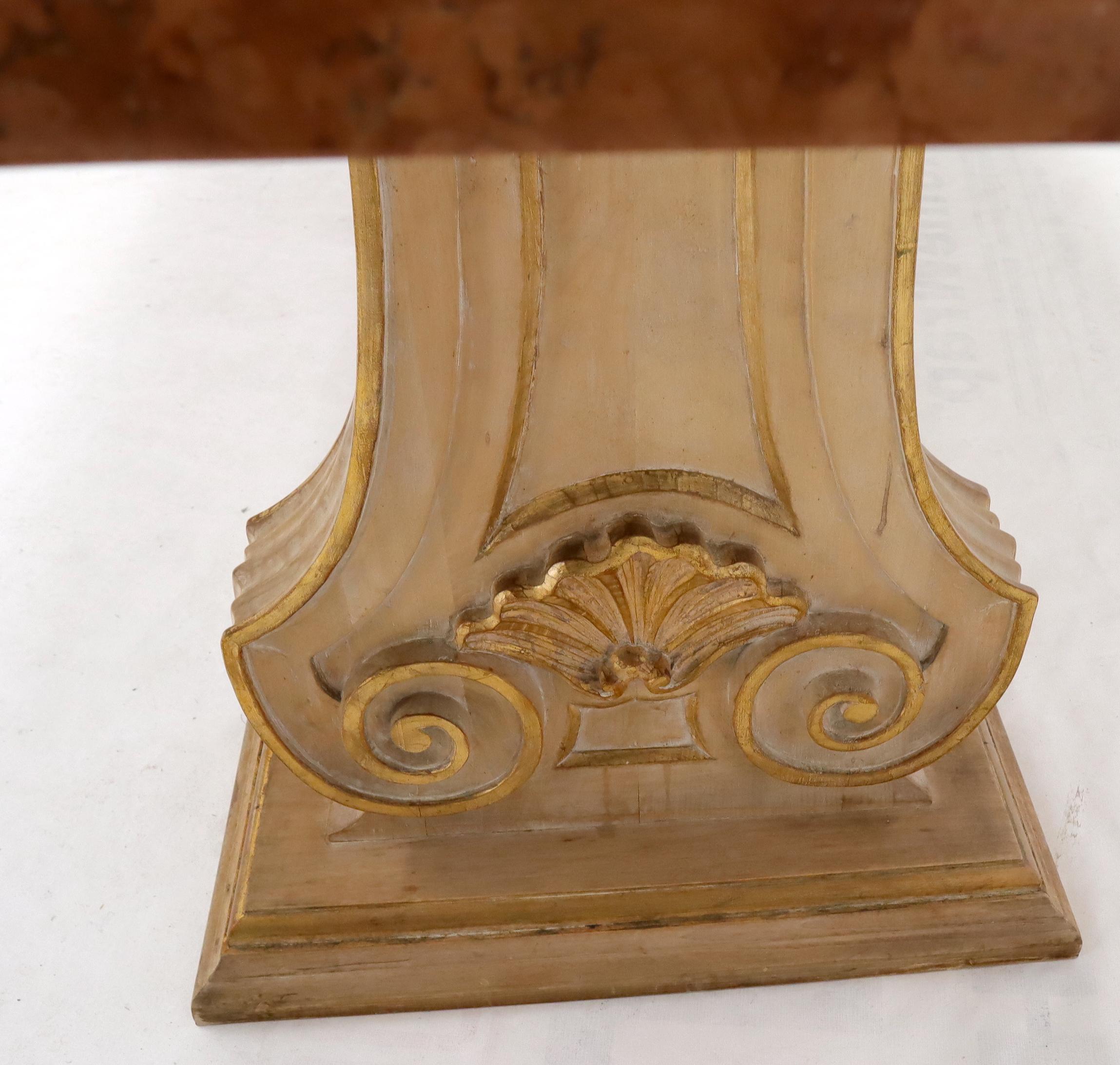 Enamel Decorated Marble Top Dining Table on Carved Gold Lyre Shape Pedestals For Sale 11
