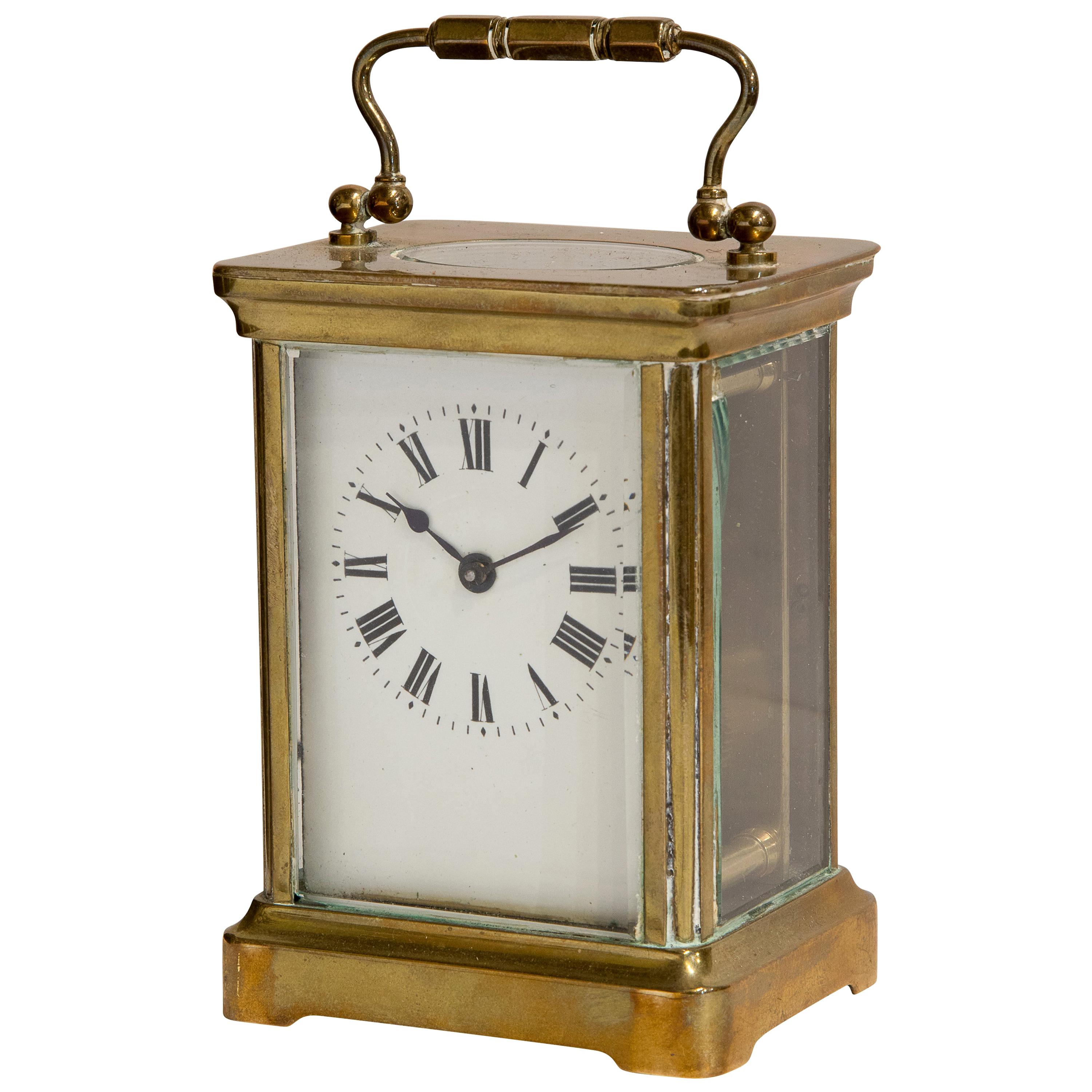 Enamel Dial French 8 Day Carriage Clock, circa 1920 For Sale