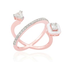 Enamel Diamond 14 Karat Gold Orbit Ring