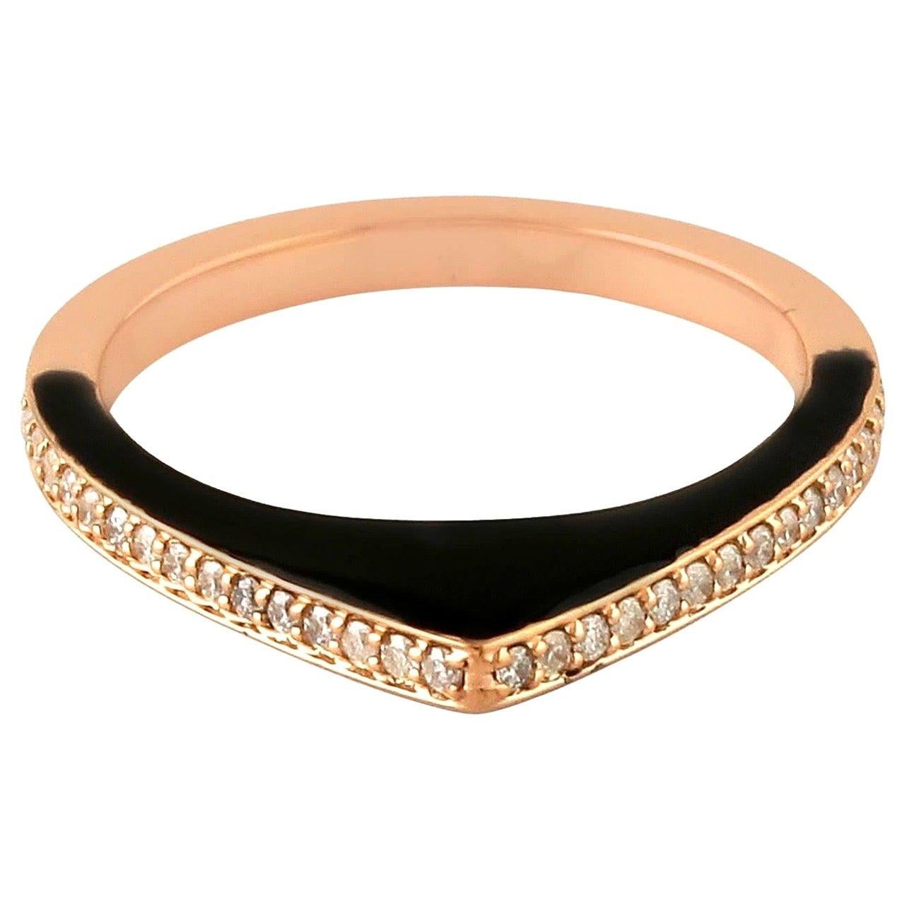 For Sale:  Enamel Diamond 14 Karat Gold Ring