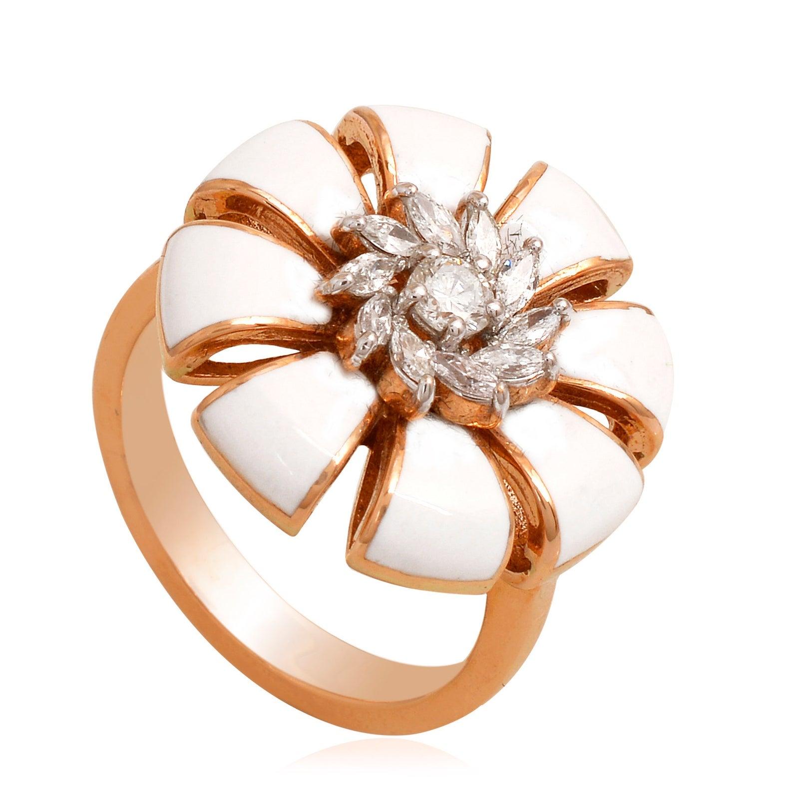 For Sale:  Enamel Diamond 18 Karat Gold Bow Ring 3