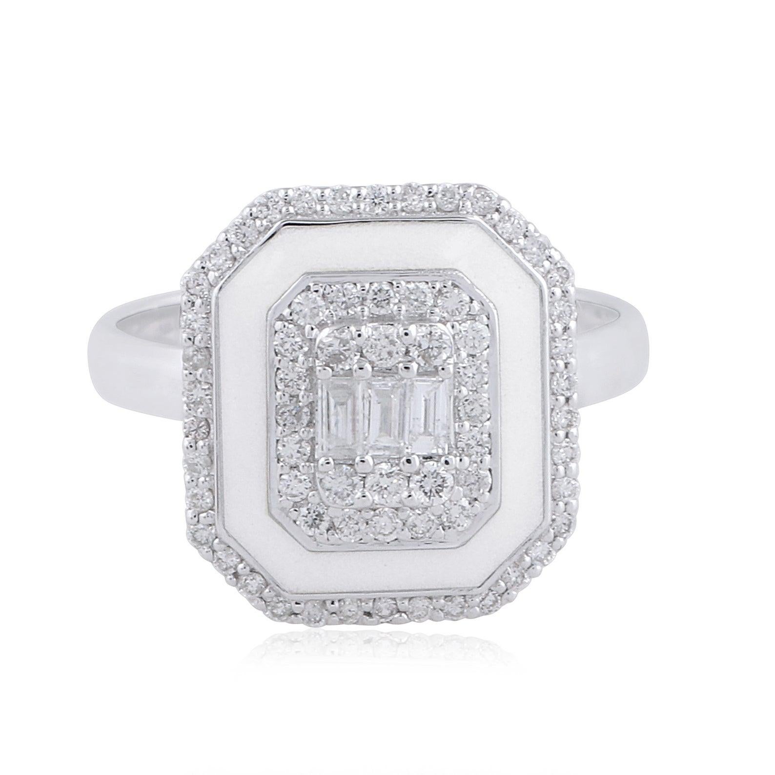 Modern Enamel Diamond 18 Karat Gold Ring For Sale