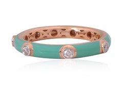 Enamel Diamond 18 Karat Gold Stack Ring