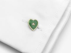 Enamel, Diamond and Gold Heart Cufflinks, circa 1915