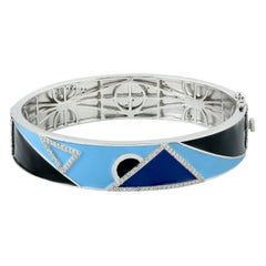 Enamel Diamond Bangle in Gold and Silver Enamel Diamond Bangle in Gold and Silver