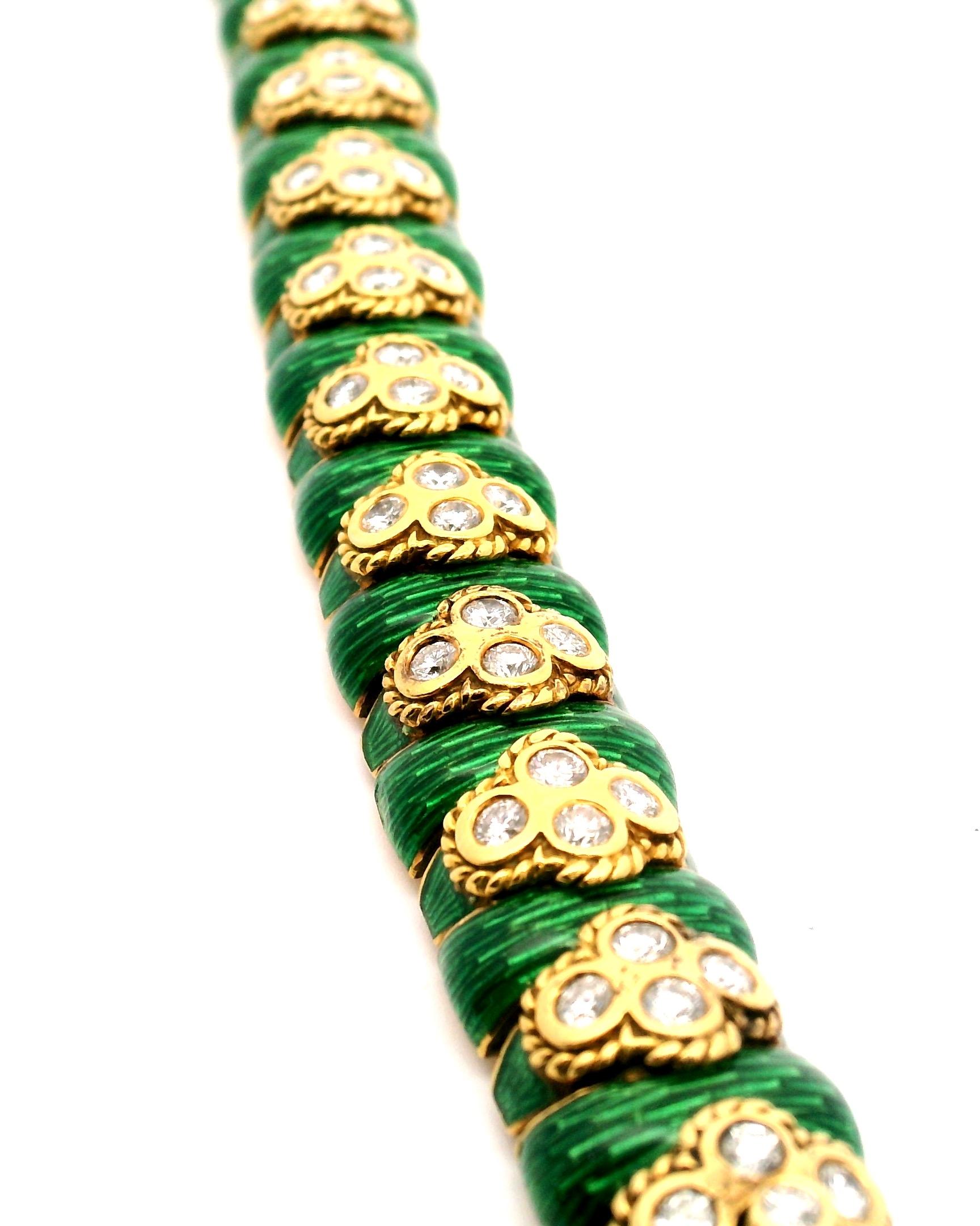 Emaille-Diamant-Armband im Zustand „Gut“ im Angebot in Sausalito, CA