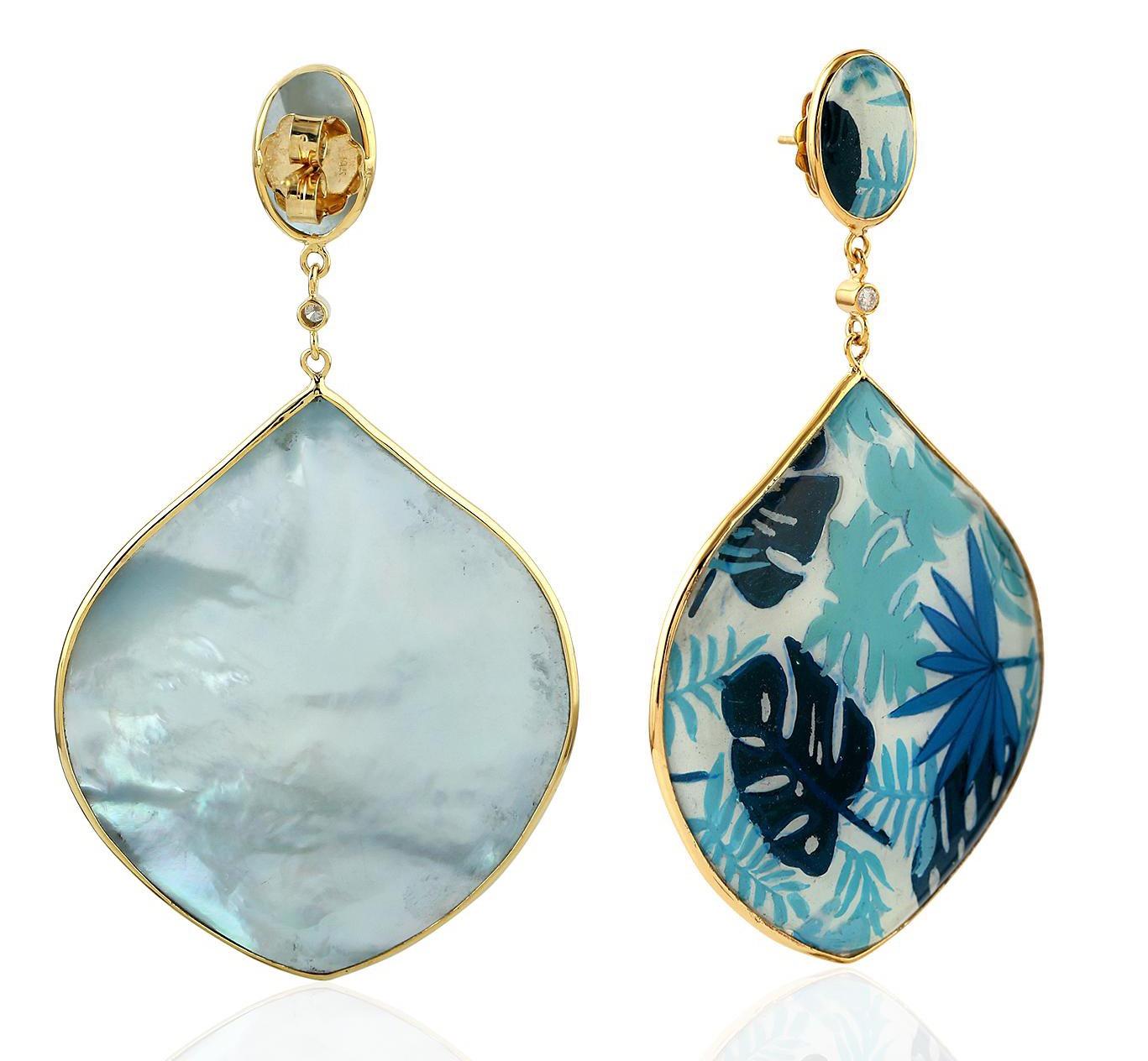 mother of pearl leaf earrings