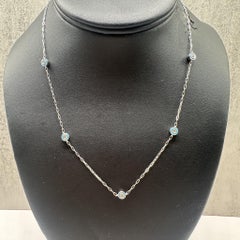 Enamel Diamond Station Necklace 10K White Gold 0.35ctw IJ I 17in New