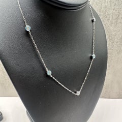 Enamel & Diamond Station Necklace in 10kt White Gold - 0.35ctw IJ I, 17", New