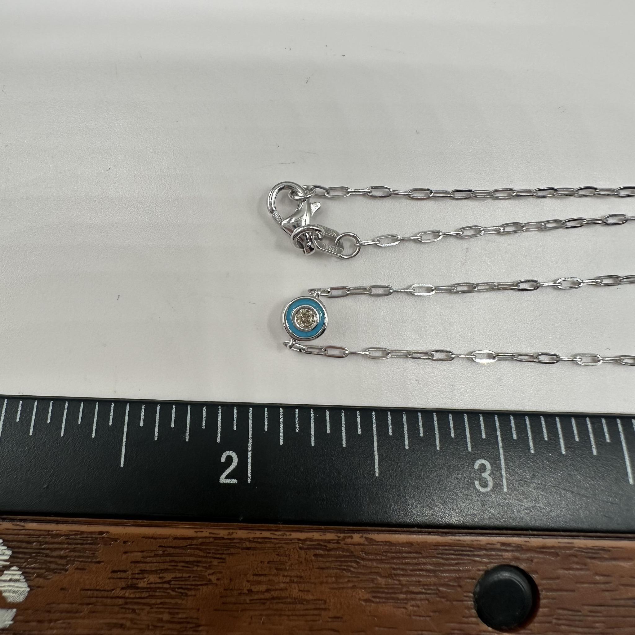 Enamel & Diamond Station Necklace in 10kt White Gold - 0.35ctw IJ I, 17