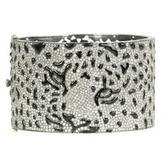 Enamel Diamond Tiger Bracelet Cuff