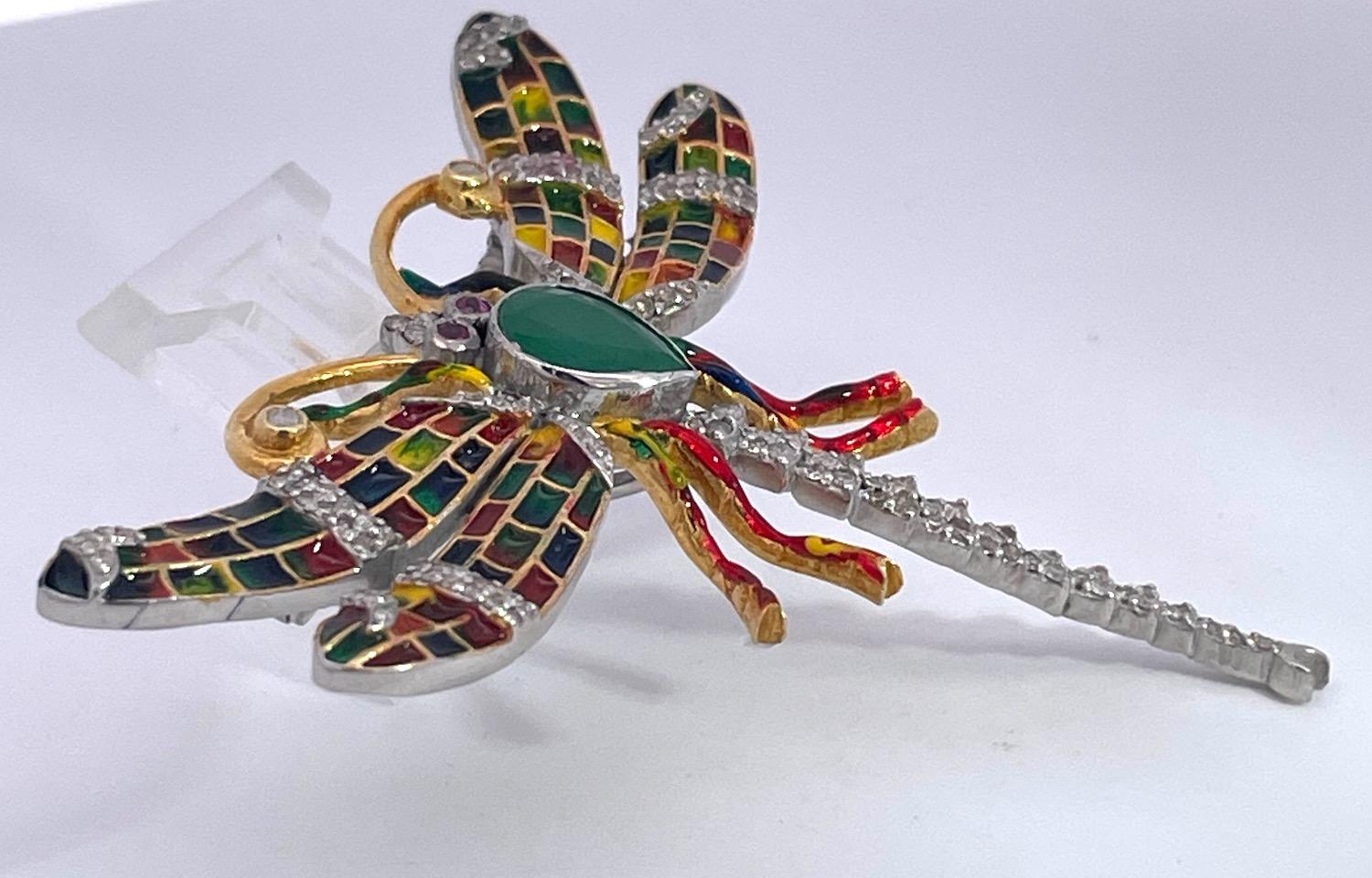 Colgante esmaltado libélula diamante Movimiento estético en venta