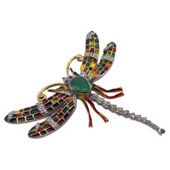 Enamel Dragonfly Diamond Pendant