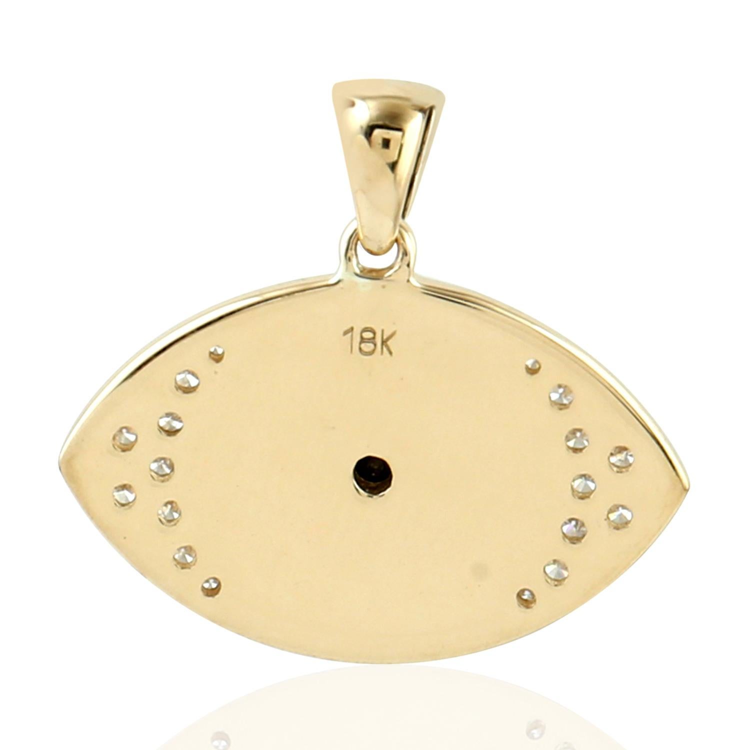Enamel Evil Eye 18 Karat Gold Diamond Pendant Necklace In New Condition For Sale In Hoffman Estate, IL